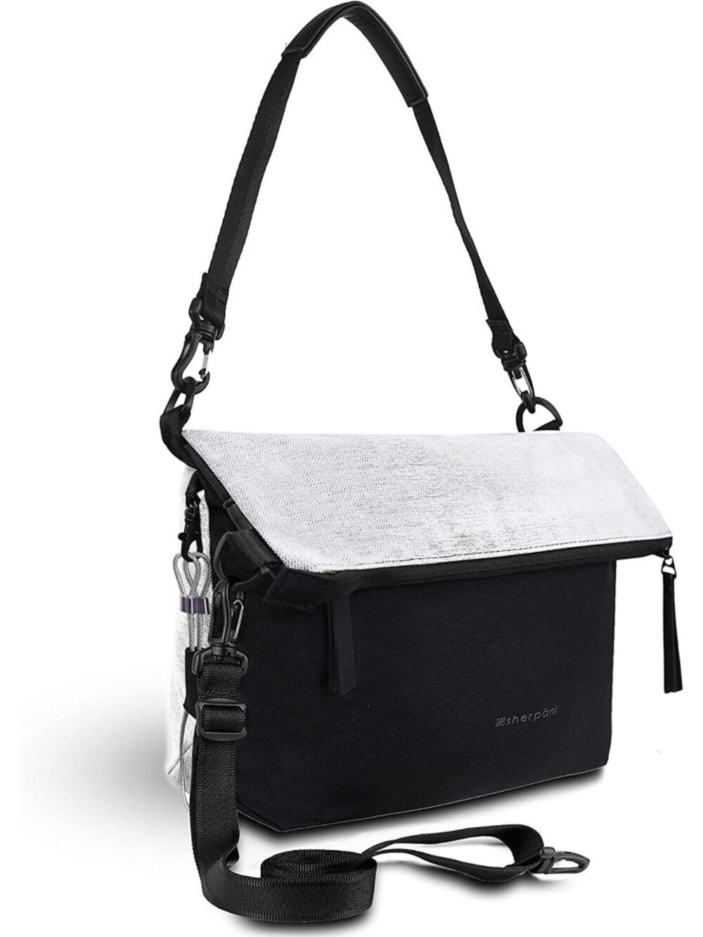 Sherpani Vale At Sterling Shoulder Bag, Crossbody, Purse, 6in1 Silver/Black NWT